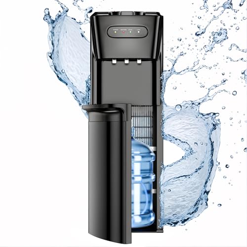 Manastin Bottom Loading Water Cooler Dispenser，3 Temperature Settings - Hot, Cold & Room, Empty Bottle Indicator, Child Safety Lock, Ideal for Office, Home, Living Room, Matte Black