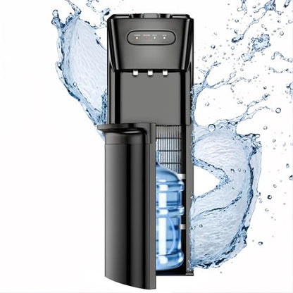 Manastin Bottom Loading Water Cooler Dispenser，3 Temperature Settings - Hot, Cold & Room, Empty Bottle Indicator, Child Safety Lock, Ideal for Office, Home, Living Room, Matte Black