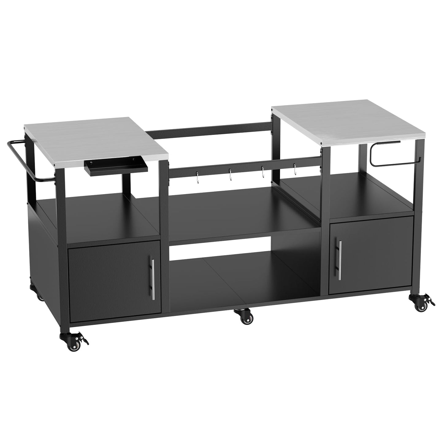 KEIKI Outdoor Grill Table for Big Green Egg Style BBQ, Metal Grill Cart with Storage Box, Compatible with up to Large Green Egg, Kamado Joe Jr