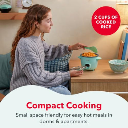 Dash Mini Rice Cooker, 2-Cup Removable Ceramic Nonstick Pot, Aqua