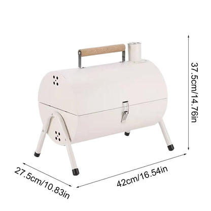 Barrel Grill - Portable Camping BBQ Smoker Grill | Lightweight Ventilated Barrel Style Barbecue for Outdoor Cooking on Porch, Balcony, Backyard, Patio, Home Garden, and Picnic Events