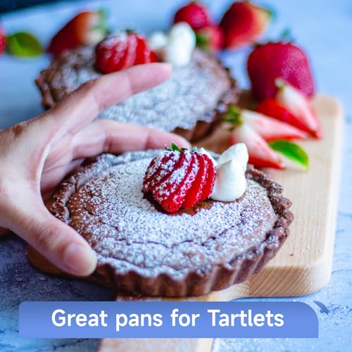 Urxirha 4 Pack 5-Inch Tart Pans with Removable Bottom, Nonstick Quiche Pan Fluted Pie Pans for Baking Treats, Pie, Quiches, Tartlets