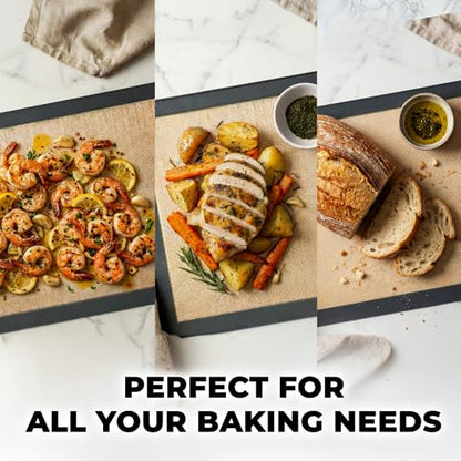 Zulay Kitchen Silicone Baking Mat Set – 2-Pack 16.5″ × 11.6″ Reusable Non-Stick Silicone Baking Sheets, Food-Safe, Heat-Resistant up to 250°F – Perfect for Cookies, Pastries & Oven Use (Dark Gray)