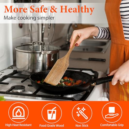 wooden spoon cooking spatula utensil wood spurtle scraper kitchen ladle bowl pancake food tilly living baking wok egg flipper oven cookware whisk scoop heat resistant pot holder fish home bakery sour