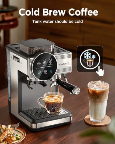 Espresso Coffee Machine with Grinder and Frother, Cold Brew, 20 Bar
