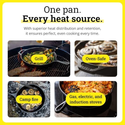 Lodge Seasoned Cast Iron Skillet Set 8, 10.25 & 12 Inches - PFAS-Free, Non-Toxic Cookware - Use with an Oven, Stove, Grill, or Campfire - Naturally Non-Stick & Oven Safe