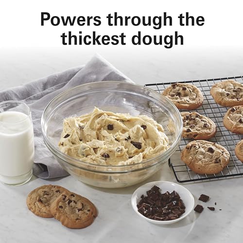 Hamilton Beach Electric Stand Mixer, 4 Quarts, Dough Hook, Flat Beater Attachments, Splash Guard 7 Speeds with Whisk, Silver