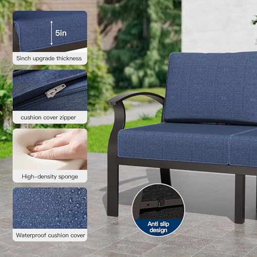 Kullavik Aluminum Outdoor Patio Furniture Set with 5.1'' Thick Cushions