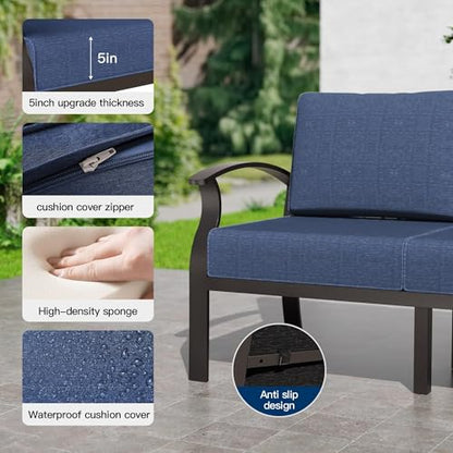 Kullavik Aluminum Outdoor Patio Furniture Set with 5.1'' Thick Cushions