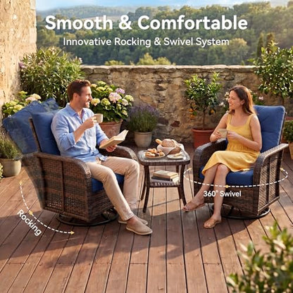 Aoxun 12-Piece Wicker Outdoor Patio Furniture Set with 44" Fire Pit Table