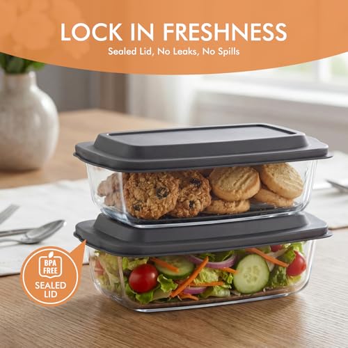 HOTEC 2-Pack LARGE 7.6 Cups/1800 ML/1.9 Qt Glass Loaf Pan, Microwave and Oven Safe - Loaf Pans For Food Storage Container, Bakeware for Bread, Lasagna, Potatoes, Meal Prep, Airtight Lid