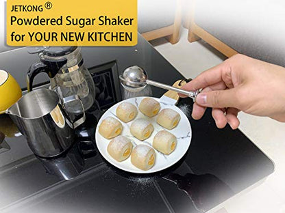 JETKONG Baker's Dusting Wand for Sugar, Flour and Spices, Stainless Steel Powdered Sugar Shaker Duster Sifter, Set of 2
