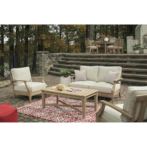 Signature Design by Ashley Clare View Outdoor Loveseat with Cushion, Beige