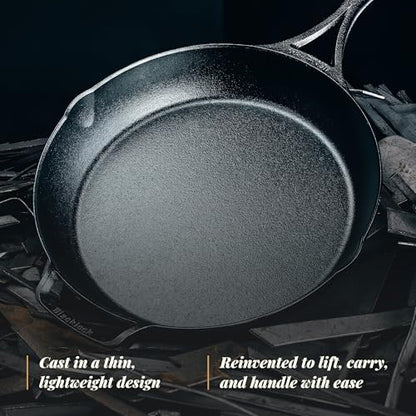 Lodge Blacklock 12" Triple Seasoned Cast Iron Skillet - Lightweight - Easy Cleanup - Premium Cookware