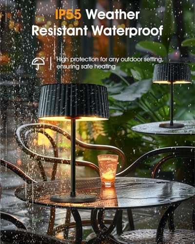 Cobuy Electric Outdoor Heater for Patio, 1500W Infrared Heater for Indoor & Outdoor, IP55 Waterproof, Fast Heating, Tip-Over Protection, Perfect for Garden, Balcony, Garage (black, tabletop)