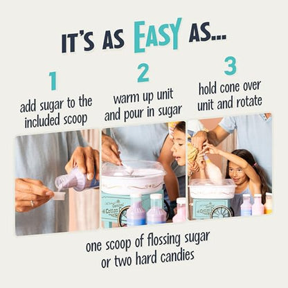 Nostalgia Vintage Hard and Sugar Free Candy Countertop Cotton Candy Maker, Includes 2 Reusable Cones And Sugar Scoop – Aqua
