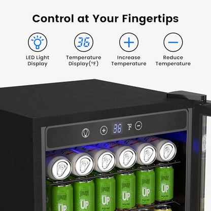 Feelfunn 4.5 Cu.Ft Beverage Refrigerator Cooler - 145 Can Mini Fridge Glass Door for Soda Beer Wine, Small Refrigerator for Bedroom Office Home Bar, 4 Adjustable Shelves, Silver