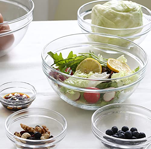 Lawei Set of 9 Glass Mixing Bowls - Glass Nesting Bowls Prep Bowl Clear Salad Bowls for Kitchen Prep Salad, Cereal, Ice Cream, Pasta, Fruits
