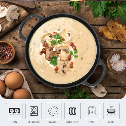 Northriver Casting 6 QT Basics Cast Iron Dutch Oven Pot with Lid and Dual Handles, Oven Safe up to 500°F Large Cooking Pan,Bread Oven