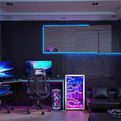 Manastin Gaming Light Up Beverage Refrigertor, Led Lighting Door 120 Cans Freestanding Beverage Fridge, Cyberpunk Beverage Cooler for Gaming, Gaming Room, Bar, Party (Lighting)