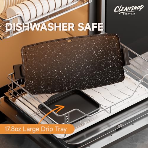 SENSCHEF Cleansnap Everyday Electric Griddle, 20” Nonstick Grill with Foldable Anti-Mess Shield, 1700W Fast Heating, ILAG Ultimate Coating, Dishwasher-Safe Removable Plate, Midnight Black