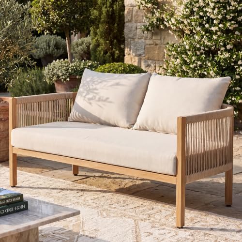DAYAOUTDOOR Outdoor Patio Loveseat for 2, Modern Sofa, Apricot Beige