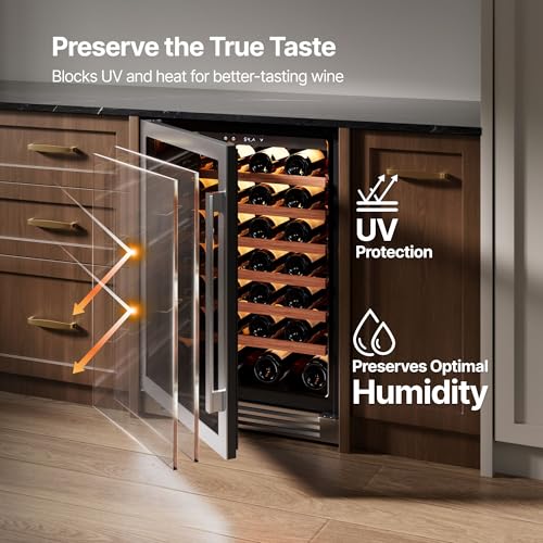 Ca'Lefort 24 Inch Wine Fridge，61 Bottle Built-in Freestanding Wine Cooler