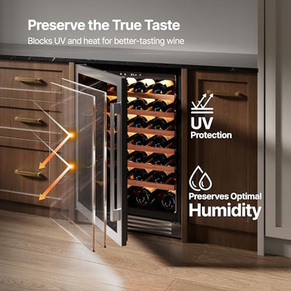 Ca'Lefort 24 Inch Wine Fridge，61 Bottle Built-in Freestanding Wine Cooler