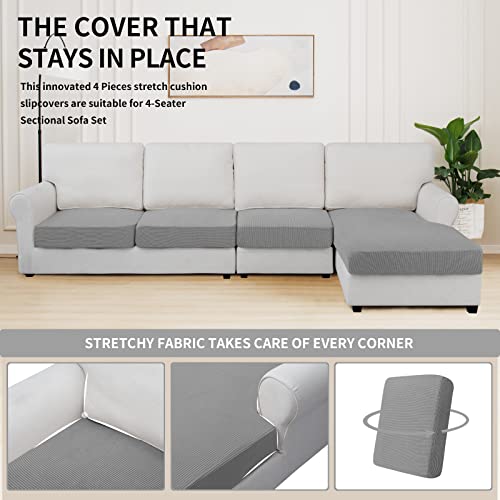 Easy-Going Stretch 4 Pieces Couch Cushion Covers for Sectional Sofa L Shape