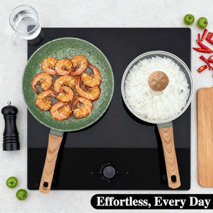 2-Piece Nonstick Cookware Set: 10.25" Egg Pan & 1.4QT Saucepan | 100% Non-Toxic (PFAS/PFOA Free), Dishwasher Safe | The Ultimate Space-Saver for Studio, Dorm & First Apartment