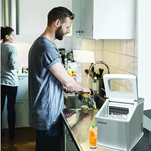FRIGIDAIRE EFIC452-SS 40 Lbs Extra Large Clear Maker, Stainless Steel, Makes Square Ice
