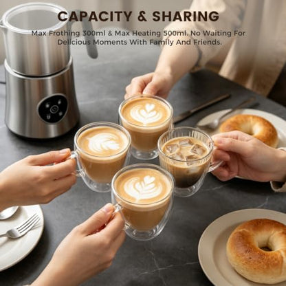 Milk Frother and Steamer, 4-in-1 Automatic Hot and Cold Foam Maker with 900ml Detachable Stainless Steel Jug, Electric Frother for Latte, Cappuccino, Macchiato, Hot Chocolate
