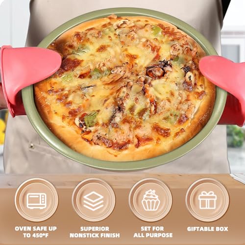 BETTERBEAUTY Nonstick Bakeware Set 10 Pcs, Professional Kitchen Bicolor Baking Pans Set with Cookie Sheets, Muffin Pan, Loaf Pan, Cake Pan and Cooling Rack, Dishwasher Safe, 0.8mm Thick, Heavy Duty