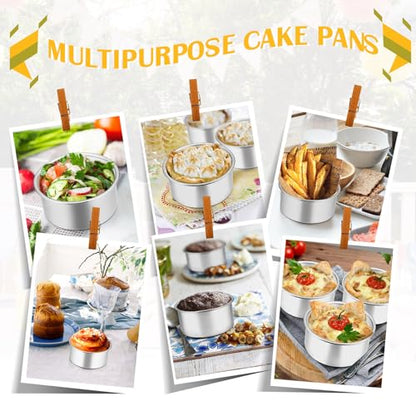 P&P CHEF Cake Pan Set of 4, Stainless Steel Baking Round Cake Pans Tins Bakeware for Birthday Wedding, Leak-proof & Easy Clean, Mirror Finish & Easy Releasing, 4 Inch