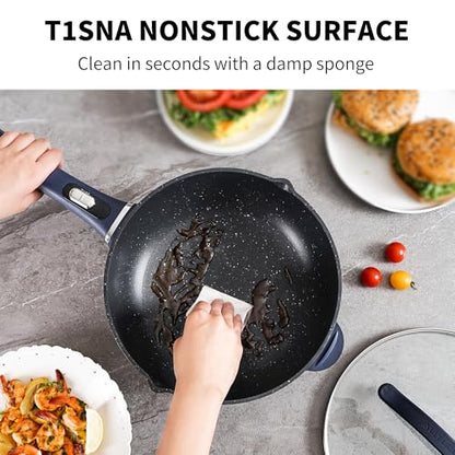 AUTUCU 3-Quart Electric Hot Pot & wok Nonstick with Steamer | Electric Skillet 1200W for Dorm, Home, Gifts (Includes Silicone Spatula) Multi-Cooker