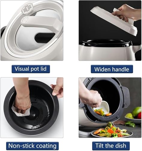 Automatic Cooking Machine,2000W 5-6L auto Cooking Wok Fried Rice Machine,One-Click Smart Start, Three Speed Adjustable,360 ° Automatic Rotation