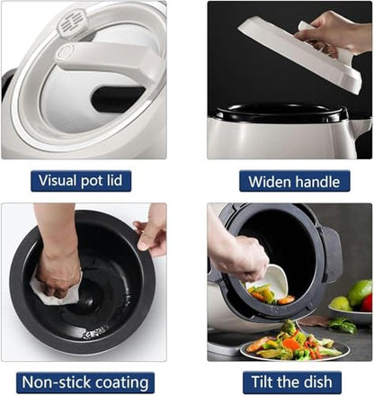 Automatic Cooking Machine,2000W 5-6L auto Cooking Wok Fried Rice Machine,One-Click Smart Start, Three Speed Adjustable,360 ° Automatic Rotation