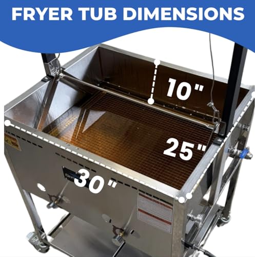 12 Gallon Propane Deep Fryer Cart | Basket Lift | Portable 4 Wheels | Stainless Steel | Outdoor Large Batch Frying for Chicken, Fish, and more | Turkey Fryer for Thanksgiving | Patent Pending