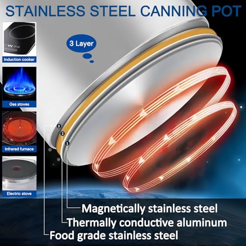 Canning Pot Water Bath Canner with Rack and Mason Jars, 20 Quart Stainless Steel Stock Pots, Canning Supplies Starter Kit Beginners Tools Set, Jar Lifter Tongs and Pickling Kit Accessories