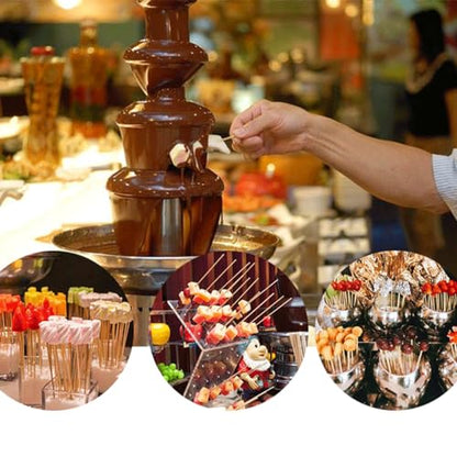 INTBUYING Chocolate Fountain, 4 Tier Electric Chocolate Fountain Machine, Stainless Steel Hot Fountain Machine, 110V for Melting Heating Chocolate, Cheese, Dipping Strawberries, Vegetables