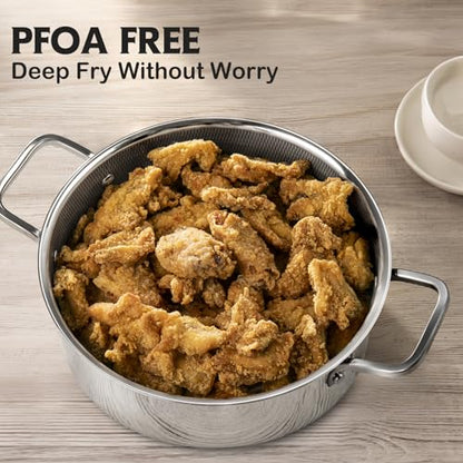 Saute Pan,Hybrid Non Stick 5 Quart Everyday Braiser pan,Chicken Fryer, PFOA Free Cookware,12 inch Deep Frying Pans with Lid,Dishwasher and Oven Safe,Works on Induction,Ceramic and Gas Cooktops
