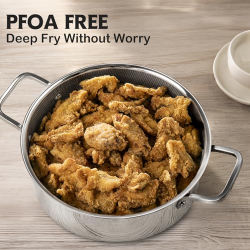 Saute Pan Set,Hybrid Non Stick 5 Quart Everyday Braiser pan,10 inch skillet,8 inch skillet,Chicken Fryer, PFOA Free Cookware,Deep Frying Pans with Lid,Dishwasher and Oven Safe,Works on All Cooktops