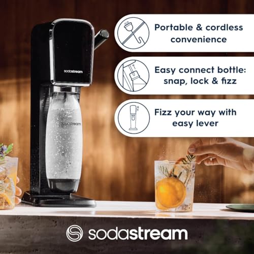 SodaStream Art Sparkling Water Maker (Black) with CO2 and Dishwasher Safe Bottle