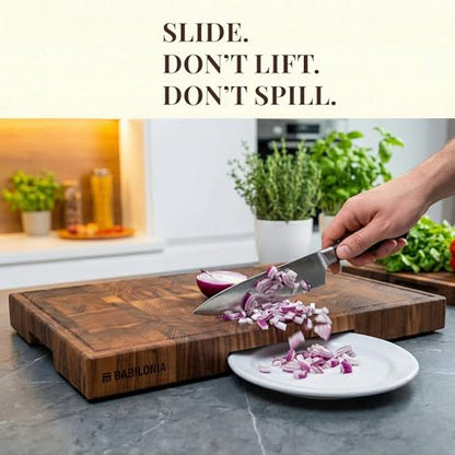 American Black Walnut Cutting Board - 19.7" x 12.2" (ExtraThick 1.7") Hardwood Butcher Block, Charcuterie, Heavy Duty End Grain Wood Chopping Board with Juice Groove & Handles (Oil & Plate Included)