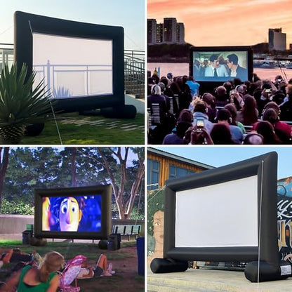 Sewinfla 14Ft Outdoor Inflatable Movie Projector Screen with Built-in Fan Supports Front and Rear Projection, Blow Up Movie Screen for Party, Easy to Set Up