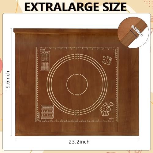 24" x 20" Wooden Pastry Board with Lip - Large Dough Board for Kneading, Rolling, & Baking, Wood Bread Board for Countertop, Cutting Board, Perfect Pastry Baking Board for Kitchen
