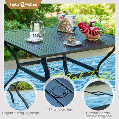 Sophia & William Patio Set with Umbrella 6 Pieces Outdoor Dining Set with 10ft 3 Tier Beige Patio Umbrella Windproof, 4 x Swivel Patio Dining Chairs, Patio Table and Chairs for Garden Backyard