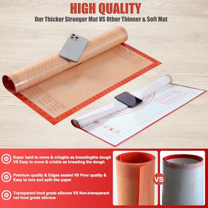 Silicone Pastry Mat 36x24 Inch Extra Large Baking Mat with Measurements, Nonstick Kitchen Counter Mats for Dough, Pastry, Dough Rolling, Kneading Board, Pie Crust, Fondant, Bread, Pasta, Pizza