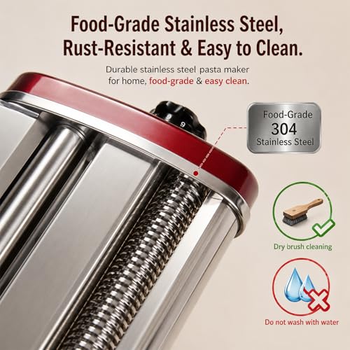 LEONEBEBE Electric Pasta Maker Machine, 135W Commercial Dough Sheeter with 2.5mm Blade, Adjustable 0.3-4mm Thickness, for Pasta, Dumplings – Restaurant & Home Use