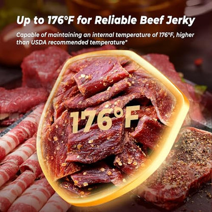Food Dehydrator Machine - 5 Stainless Steel Trays, Digital Adjustable Timer, 400W, 176°F, Temperature Control, Mini Dryer for Jerky, Herb, Meat, Beef, Fruit and Dog Treats, Model 2015YJ, Silver